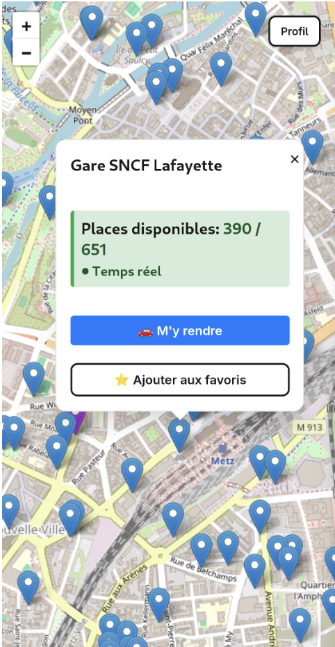 Carte des places de stationnement de Just Park It